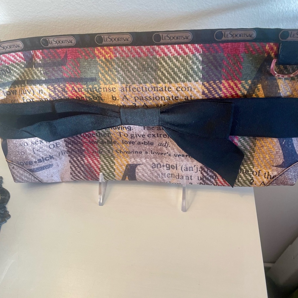 L.A.M.B le Sport sac collaboration tartan clutch with bow Y2K NWOT Grunge Gwen S